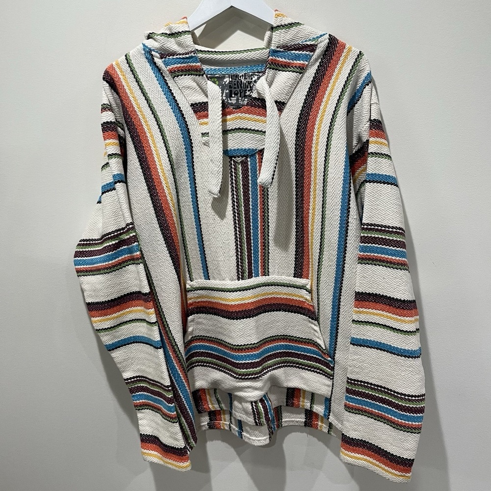 Vintage Original Senor Lopez Pullover Mexican Baja Hoodie XL Colorful Beachy Y2K - Picture 2 of 6